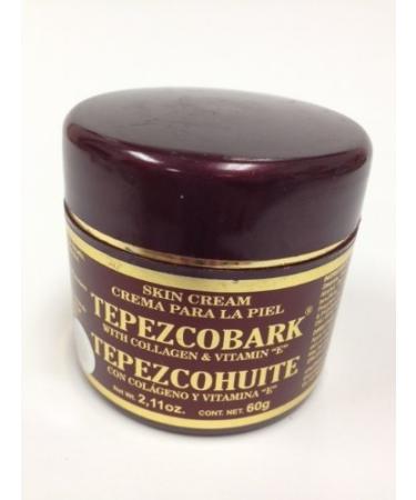 Tepezcohuite Cream (Tepezcobark)  with Collagen (Colageno) & Vitamin E  2.11oz  60 gr  in E  100% Natura  great for all skin concerns