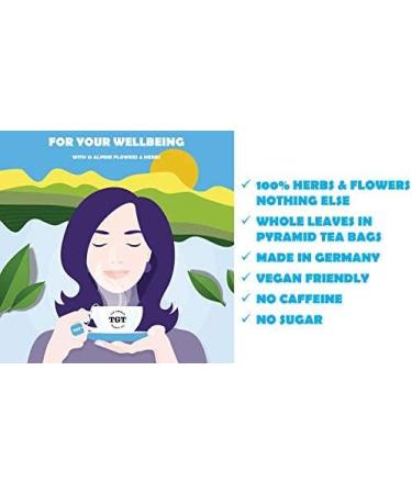 TGT Herbal Tea Blend with Camomile & Lime Blossoms | 30 Whole Leaf Biodegradable Teabags | Immune System Support | Caffeine-Free | Made in Germany | 13 Alpine Flower & Herbs - Buy Online on GoSupps.com