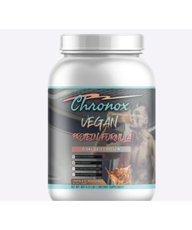 Chronox Vegan Protein Powder-Chocolate Flavor Plant-Based Protein Formula for Muscle Support & Recovery Smooth Mixing Pre & Post Workout Nutrition 2 LB