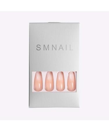 Buy Bohend French Long Shiny Coffin False Nails - 24 Pink Ballerina Acrylic Press On Nail Tips for Women & Girls - Buy Online on GoSupps.com