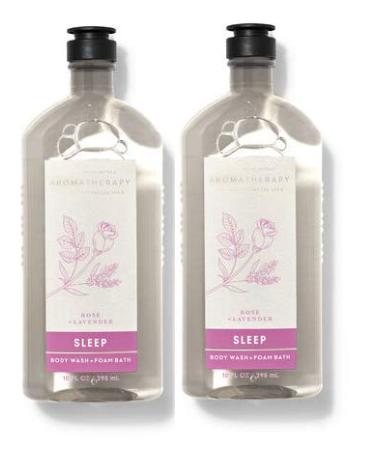 Bath and Body Works 2 Piece Pack Aromatherapy Rose Lavender (10 fl. oz/ 295 ml) Wash and Foam Bath