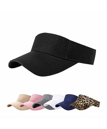 AZJ Sun Visor Hats for Women Men Adjustable UV Protection Outdoor Sports Golf Running Sun Caps Black