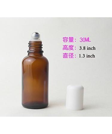 3PCS 30ml/1oz Refillable Amber Glass Roll-on Bottles with Stainless Steel Roller Balls for Essential Oil Perfumes Lip Balms - Buy Online on GoSupps.com