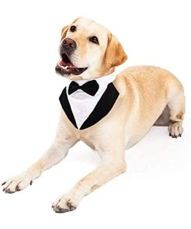 Dog Tuxedo Dog Wedding Outfit and Bandana Set Dog Tuxedo Costume Pet Clothes Puppy Formal Shirt with Removable Bow Tie Dog Suit For Small Medium Large Dogs Dog Outfit for Party Birthday Festival L(Chest:20.9-25.6" Body: 16.5") Black - Buy Online on GoSupps.com