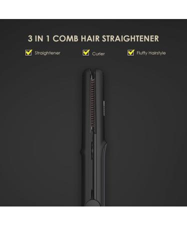 3 IN 1 Heated Styling Tool - Straightening Brush Crimper & Flat Iron for Smooth Anti-Frizz Hair | Electric Hot Styling Brush (Black) - International Shipping Available - Buy Online on GoSupps.com