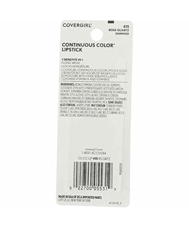 COVERGIRL Continuous Color Lipstick Rose Quartz 415 - 0.13 oz | Packaging May Vary - Buy Online on GoSupps.com