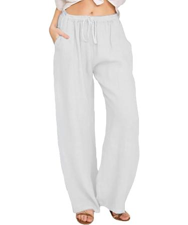 Martmory Women's Casual Cotton Linen Long Pants - G-White, 3X-Large - Buy Online on GoSupps.com