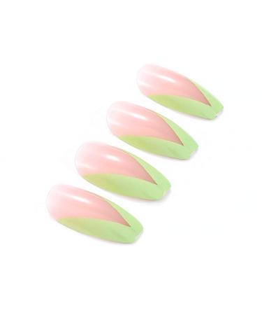 Brishow Coffin Artificial Nails - Shiny French Ballerina Acrylic Press-On Nails for Women & Girls | 24 Full Cover Pieces - Buy Online on GoSupps.com