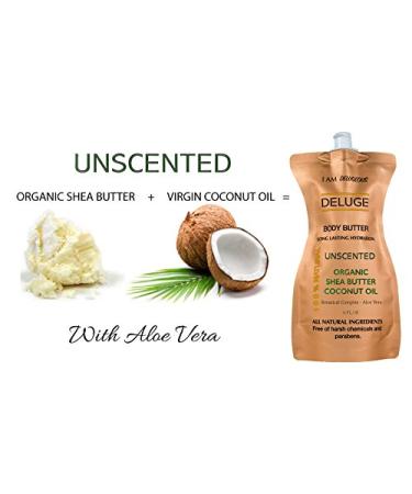DELUGE Unscented Body Butter with Organic Shea Butter & Coconut Oil - 6 oz | Fragrance-Free, Cruelty-Free, Eco-Friendly - Buy Online on GoSupps.com