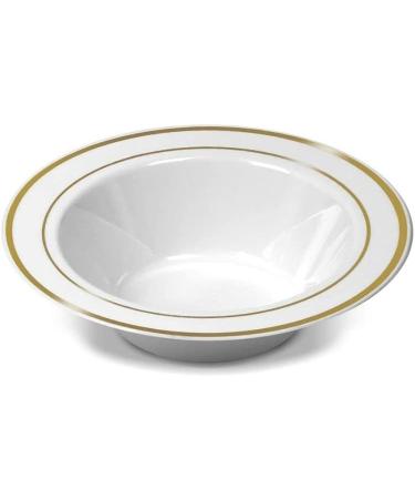 M Honor 50 Piece Gold Rimmed Reusable Plastic Desert Bowls for Weddings Parties and Dinners | 5oz - Buy Online on GoSupps.com