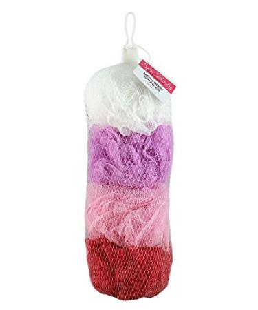 Swissco - Spa Body Pinks & Purples Mesh Sponge with Net Bag Great For Refreshing Your Skin While Traveling Or Relaxing At Home (4pack)