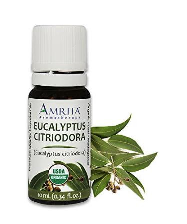 Amrita Aromatherapy Organic Eucalyptus Citriodora Essential Oil 100% Pure Undiluted Eucalyptus citriodora Therapeutic Grade Premium Quality Aromatherapy oil Tested & Verified 10ML