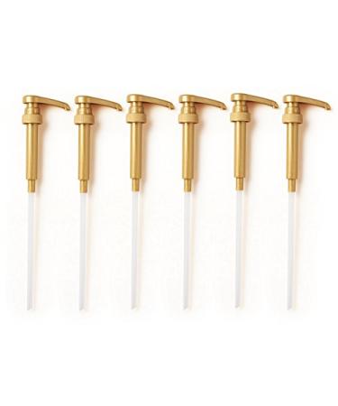 Premium Gold Syrup Pumps Set Of 6 | Fits 750ml Bottles | Ideal For Coffee Syrups, Snow Cones, Flavorings & More | No Clogging, Spilling & Dripping Fixed Angle Pump