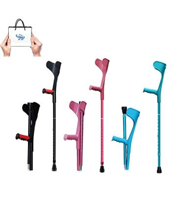 Folding Forearm Crutches Crutches for Adults 10 Stops Height Adjustable Crutches for Walking Ergonomic Handles Comfortable Grip and Wear-Resistant Non-Slip Unisex Prosperous Blue