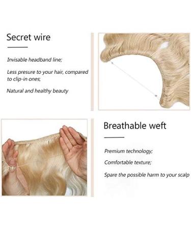 16 inches SEGO One Piece Invisible Secret Wire Hair Extension Headband Real Human Hair No Clip in #60 Platinum Blonde Wavy Curly Remy Hairpieces for Women (60g) 16 Inch #60 Platinum Blonde - Buy Online on GoSupps.com