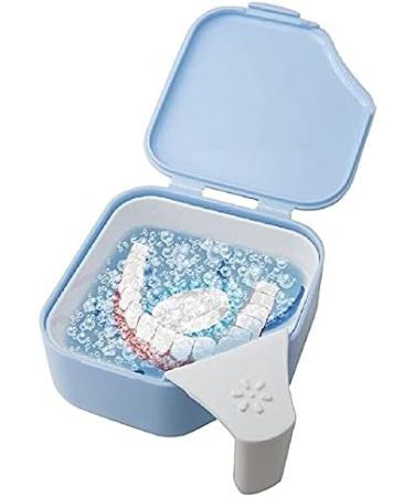 Darin 2Pack Denture Case - Denture Cleaning Container with Strainer Lid - Travel Retainer Box for Women and Men - Lightblue - Buy Online on GoSupps.com