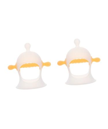 STAHAD 2pcs Three-Dimensional Hand Teether Toddler Chew Toys Silicone Toys Silicone Baby Toys Silicone Baby Hand Teether Baby Gum Teether Silicone Hand Sucking Teether Infant Chew Toy Car Yellowx2pcs 10.8x10.5x10.5cmx2pc...