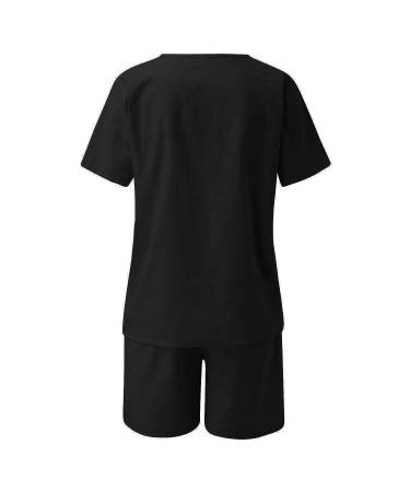 Ladies Casual Black Cotton Linen Two Piece Shorts Suit - Medium - Buy Online on GoSupps.com