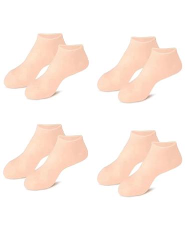 AMIUHOUN 4 Pairs Moisturising Anti-Tear Silicone Socks for the Whole Foot Foot Protection Against Heel Drying Beach Socks Orange Durable