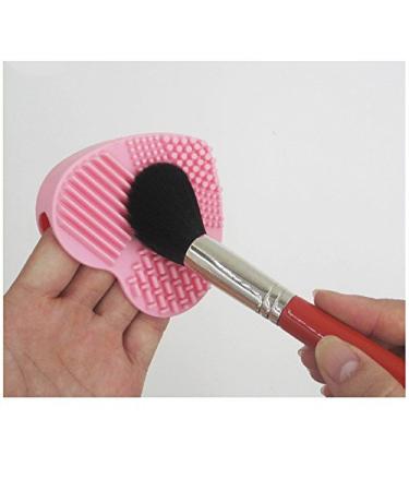 AKOAK Makeup Brush Cleaner Heart Shaped Silicone Multi Texture Surface Cosmetic Brushes Cleaning Necessary Tools Washing Brushegg (1pc Pink)