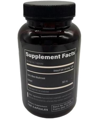 Lions Mane Mushroom Capsules -120 Capsules Brain and Memory Support Supplement - Natural Nootropic with Hericium Erinaceus - Focus Clarity Immune Health - (2 Month Supply - 120 Count) - Buy Online on GoSupps.com