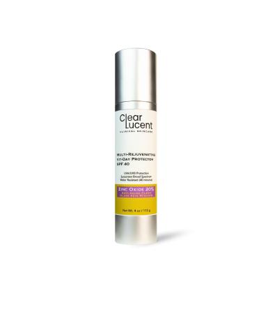Multi Rejuvenating Vit-Day Protector Sunscreen SPF 40 20% Zinc Oxide Mineral Face Sunscreen | Invisible Reef-Safe Water-Resistant Hydrating SPF with Hyaluronic Acid | 4.0 oz