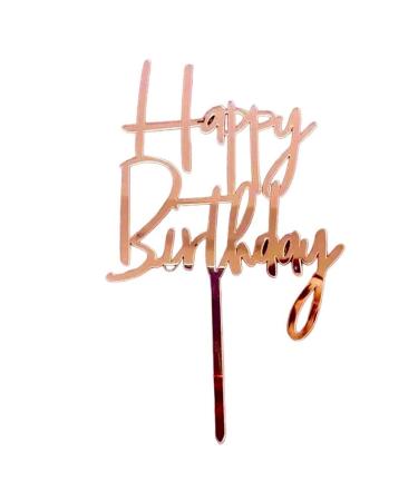 Emma Bunting Happy Birthday Cake Topper (Pink Metallic Acrylic) Cake Decoration