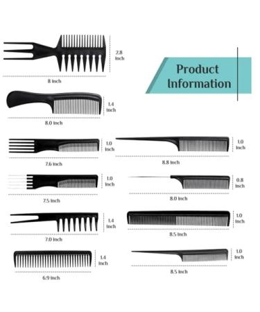 Oneleaf 10PCS Professional Styling Comb Set for All Hair Types & Styles - Black - Buy Online on GoSupps.com
