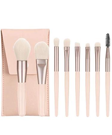 MABSSI 8 Pieces Mini Makeup Brushes Soft Portable Tiles Set Eye Shadow Foundation Concealer Blush Travel Makeup Brushes Set Color