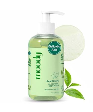 Moo'dy AcneXpert 2% Salicylic Acid% 5% Niacinamide & Green Tea Body Wash | Prevents Body Acne & Deeply Cleanses skin | Paraben & Sulphate free | Suitable for all skin types | Body Shower Gel 200ml