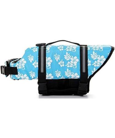 Dog Life Jacket - Swimming Safety Vest for Small & Large Dogs | XXS Blue Flower Swimming Coat with Handle - Buy Online on GoSupps.com