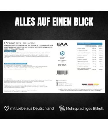Highly dosed EAA capsules 2x 300 capsules with 1200 mg of EAA each (vegan) - All 8 complex essential amino acids - Human Code profile - No additives - BIOS Nutrition - Buy Online on GoSupps.com