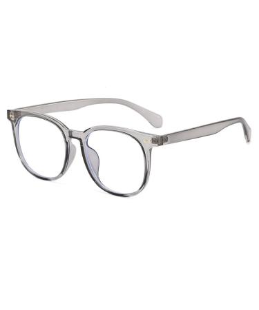 Fuqinqingoz Trendy Computer Reader's large anti-eyes anti-blue lighting glasses glasses flat light mirror (color: gray size: +300) +300 gray