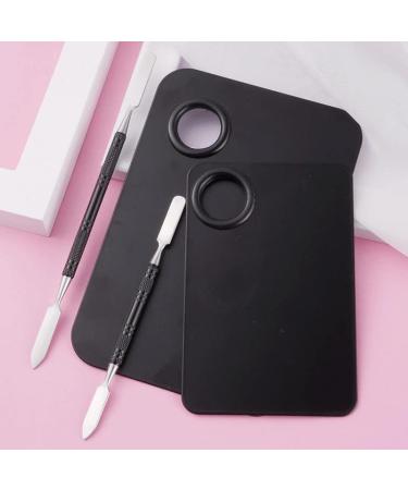 OUSIKA Black Makeup Blender Palette - Polished Mixing Plate for Foundation & Eyeshadow with Spatula | 75mm - Buy Online on GoSupps.com