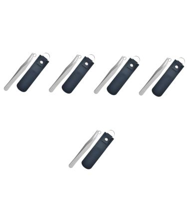 Ipetboom 5 Sets Round Nose Hair Clip Precision Trimmer for Men Beard Trim Catcher Eyelash Applicator Tweezers Nasal Hair Clip Remover Eyebrow Hair Removal Miss Hair Clipper Stainless Steel