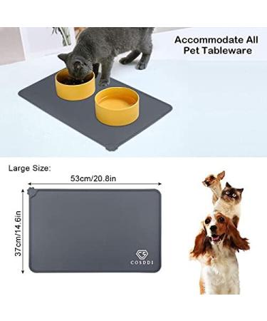 CS COSDDI Non-Slip Pet Feed Mat - Silicone Dog & Cat Food Pad (53x37cm) in Gray | Durable & Easy to Clean - Buy Online on GoSupps.com