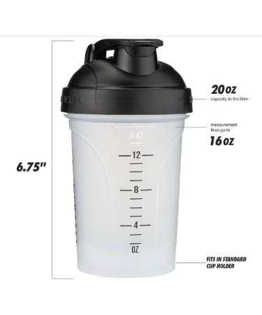 HydraCup Protein Blender Shaker Bottle 590ml BPA Free with Wire Ball & Mixing Grid | Perfect for Smoothies & Protein Shakes | Value Pack - Buy Online on GoSupps.com