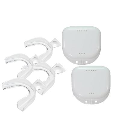 Teeth Whitening Trays 4 Moldable - Extra Comfortable Custom Fit Mouth Guard 1 Size Fits All with 2 Travel Storage Cases