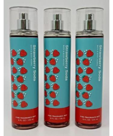 Bath & Body 3 Pack FINE FRAGRANCE MIST 8 fl oz / 236 mL (Packaging may Vary) (STRAWBERRY SODA)