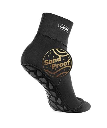 CAPAS 2mm Neoprene Waterproof Socks, Beach Volleyball Sand Proof Socks, Wetsuit Snorkel Socks Keep Warm for Men Women 2mm-black Small