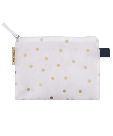 ARTEBENE Make-up Bag Cosmetic Bag Pouch Dots White Gold