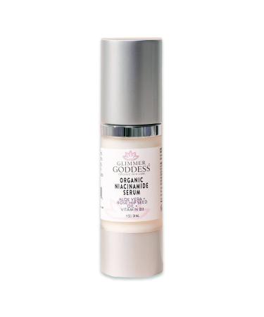 Glimmer Goddess Organic Anti-Aging Serum with Niacinamide Vitamin B3 Tightens Pores Reduces Wrinkles with 5% Niacinamide: A Miracle for Your Skin 1 oz