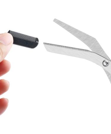 QUUPY Precision Eyebrow Trimmer Shear Scissors - Stainless Steel Beauty Tool with Comb and Non-Slip Grips - Buy Online on GoSupps.com