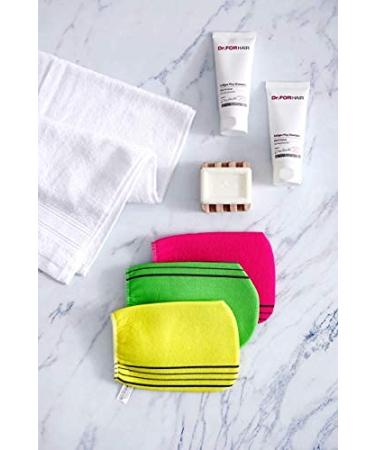 Bastex Exfoliating Bath Washcloth - Korean Towel cloth for Shower and Bath, 3 Pack (6.7 x 5.2) in Yellow, Pink, Green - Buy Online on GoSupps.com