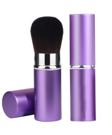 Retractable Makeup Brush Telescopic Face Brush Retractable Face Kabuki Brush Round Powder Travel Makeup Brushes Powder Foundation Blush Portable Makeup Brush (Purple)