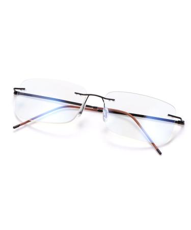 YIMI Progressive Multifocus Rimless Reading Glasses UV400 Computer Anti Blue Light Readers Transition Glasses for Men Women Brown 2.5 x