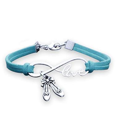 Sportybella Dance Bracelet- Dance Jewelry - Infinity Love Dance Charm Bracelet- Gift for Dance Recitals & Dancers Blue