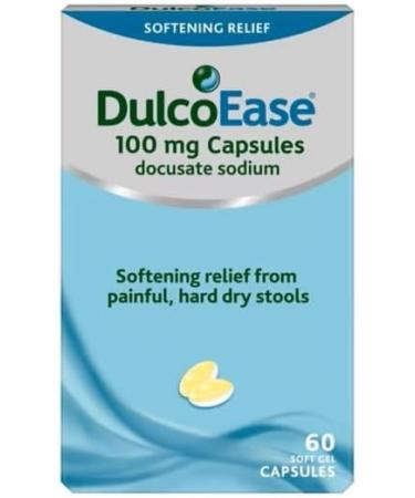 Dulco Ease 100 mg Docusate Sodium Capsules - Softening Constipation Relief - Pack of 60 Soft Gel Capsules - Buy Online on GoSupps.com
