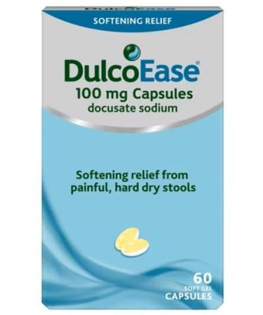 Dulco Ease 100 mg Docusate Sodium Capsules - Softening Constipation Relief - Pack of 60 Soft Gel Capsules