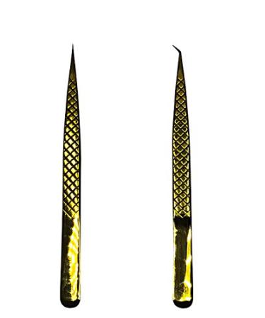 Rev Pro Master Gold Elevation 14CM /2 pack tweezer set Isolation for eyelash extensions